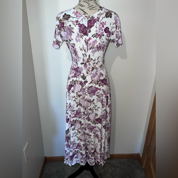 Vintage 90s Starina Dloral Midi Dress/Cottagecore/Rayon/Small - Picture 5 of 16